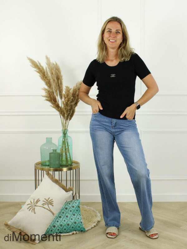 Top Cheryl Korte Mouw  - Zwart