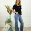 Top Cheryl Korte Mouw  - Zwart