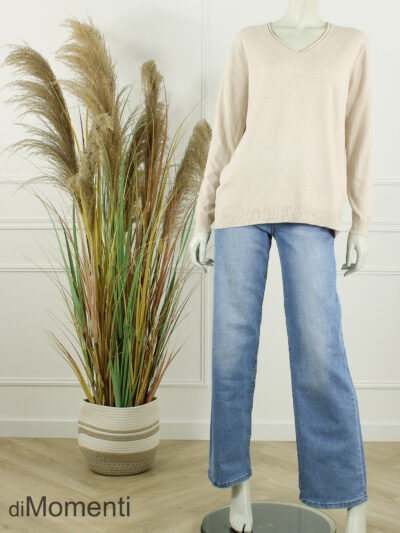 Fijn Brei Top Mabel - Licht Beige Melee