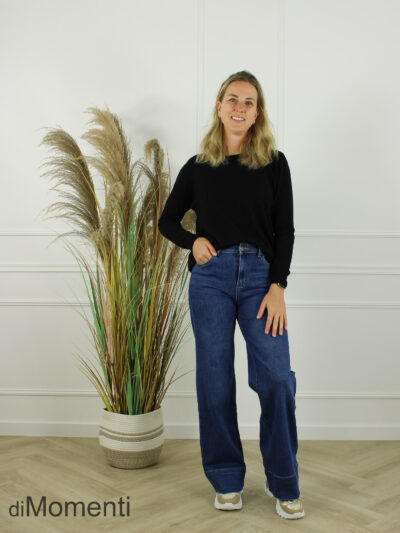 Goodies Wide Leg Stretch Cuffed Jeans - Blauw