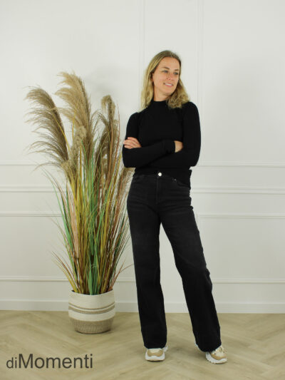 Goodies Wide Leg Stretch Cuffed Jeans - Antraciet