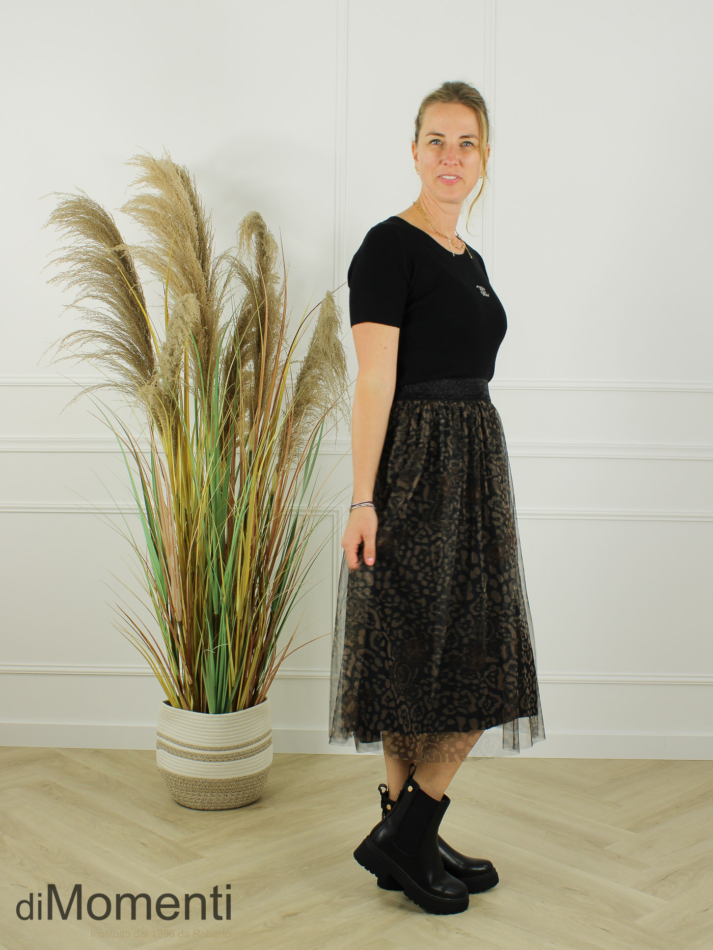 Voile Rok Rome - Print 1 Zwart