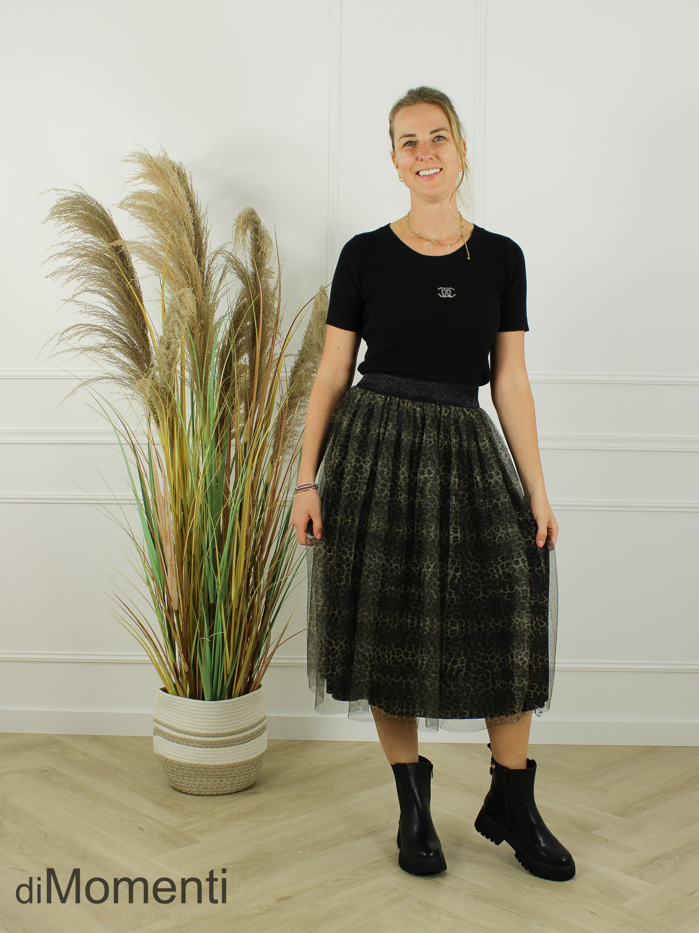 Voile Rok Rome - Print 1 Zwart