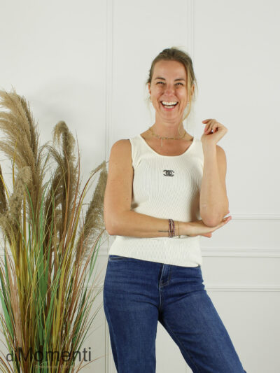 Top Cheryl Zonder Mouw - Ecru