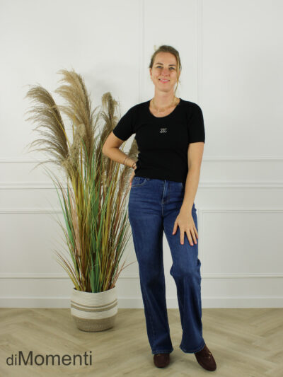 Top Cheryl Korte Mouw  - Zwart