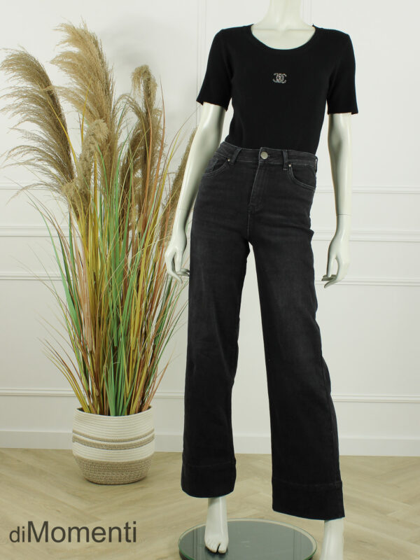 Goodies Wide Leg Stretch Cuffed Jeans - Antraciet