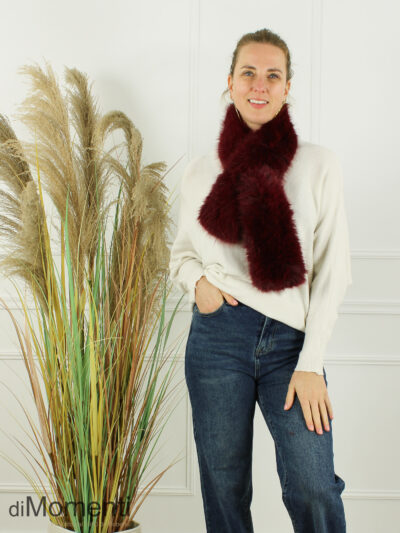 Faux Fur pull-through Sjaal Blanche - Bordeaux