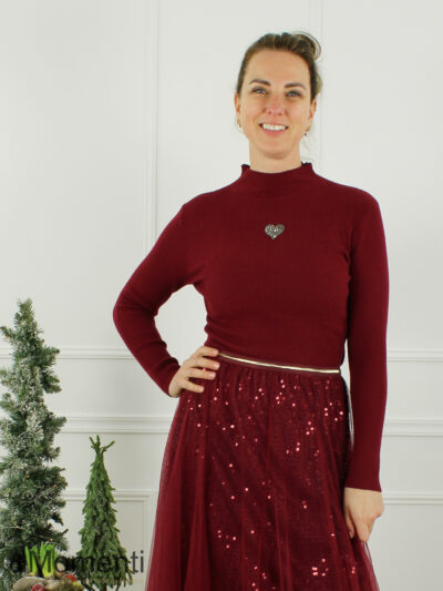 Top Cheryl Lange mouw Hart - Bordeaux