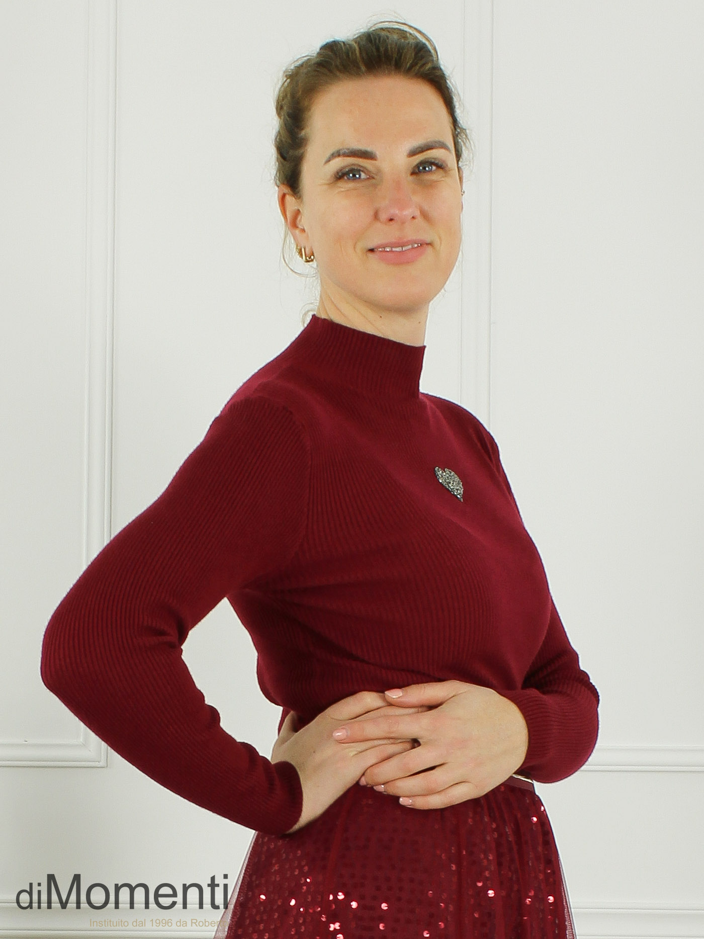 Top Cheryl Lange mouw Hart - Bordeaux