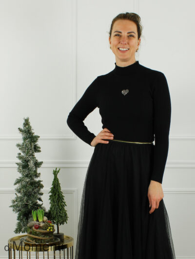 Top Cheryl Lange mouw Hart - Zwart