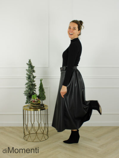Leather Look Rok Stacey - Zwart