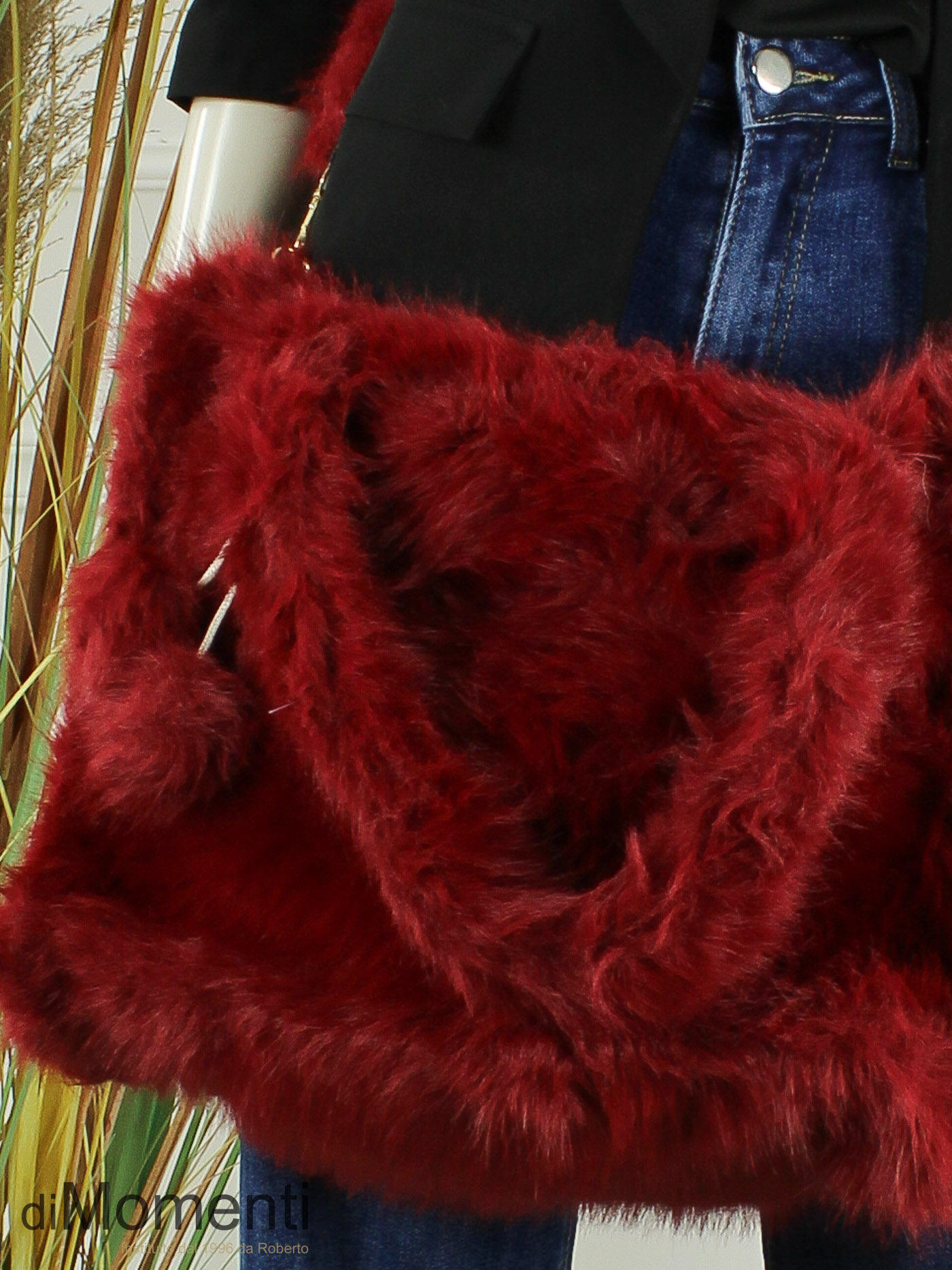 Faux Fur Tas Fox - Bordeaux