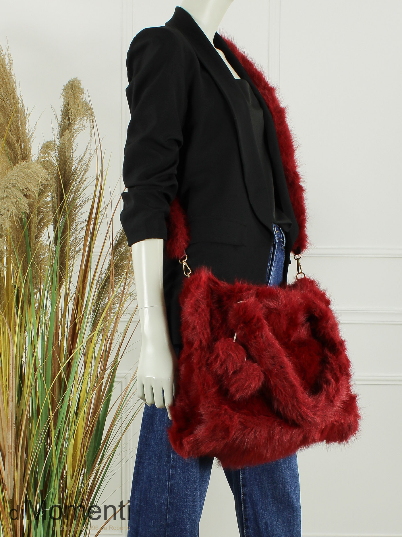 Faux Fur Tas Fox - Bordeaux