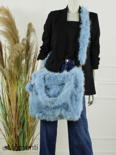 Faux Fur Tas Fox - Licht Blauw