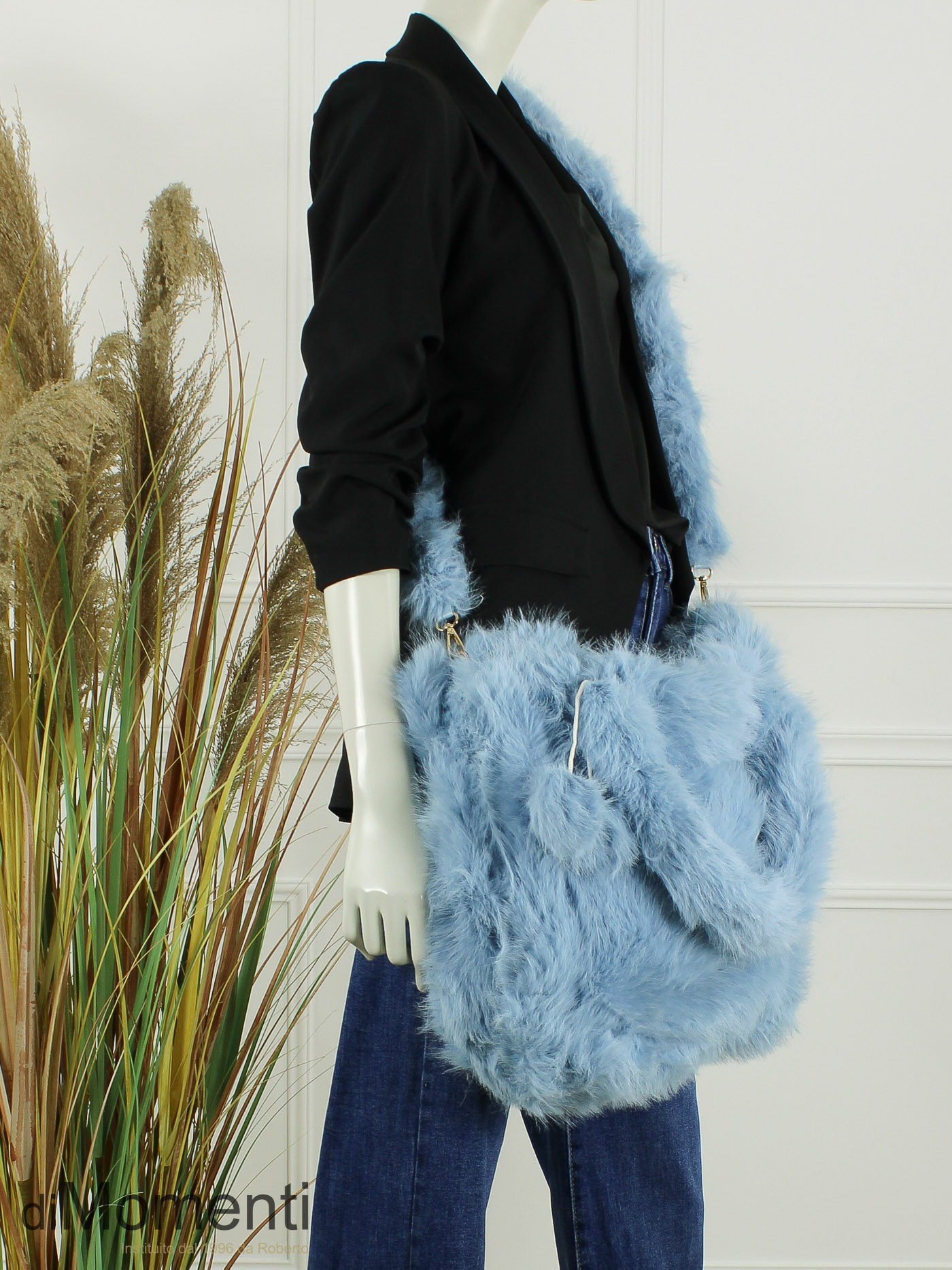Faux Fur Tas Fox - Licht Blauw