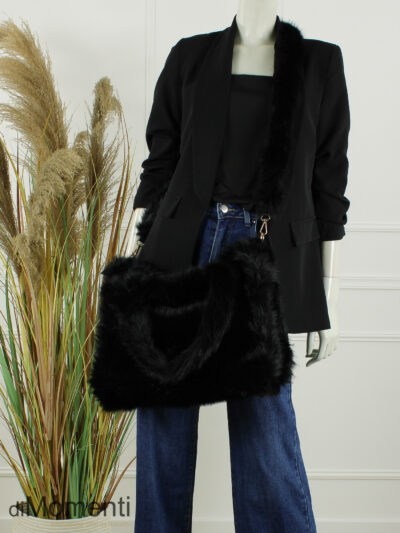 Faux Fur Tas Fox - Zwart