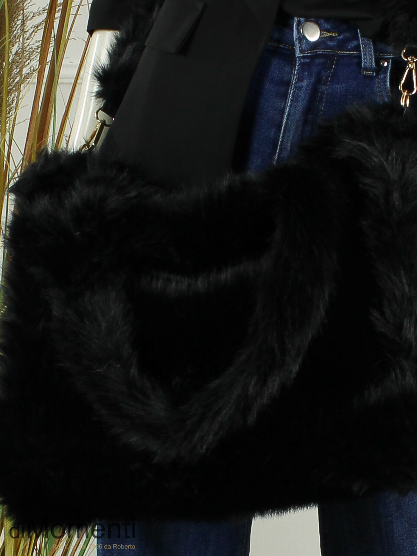 Faux Fur Tas Fox - Zwart