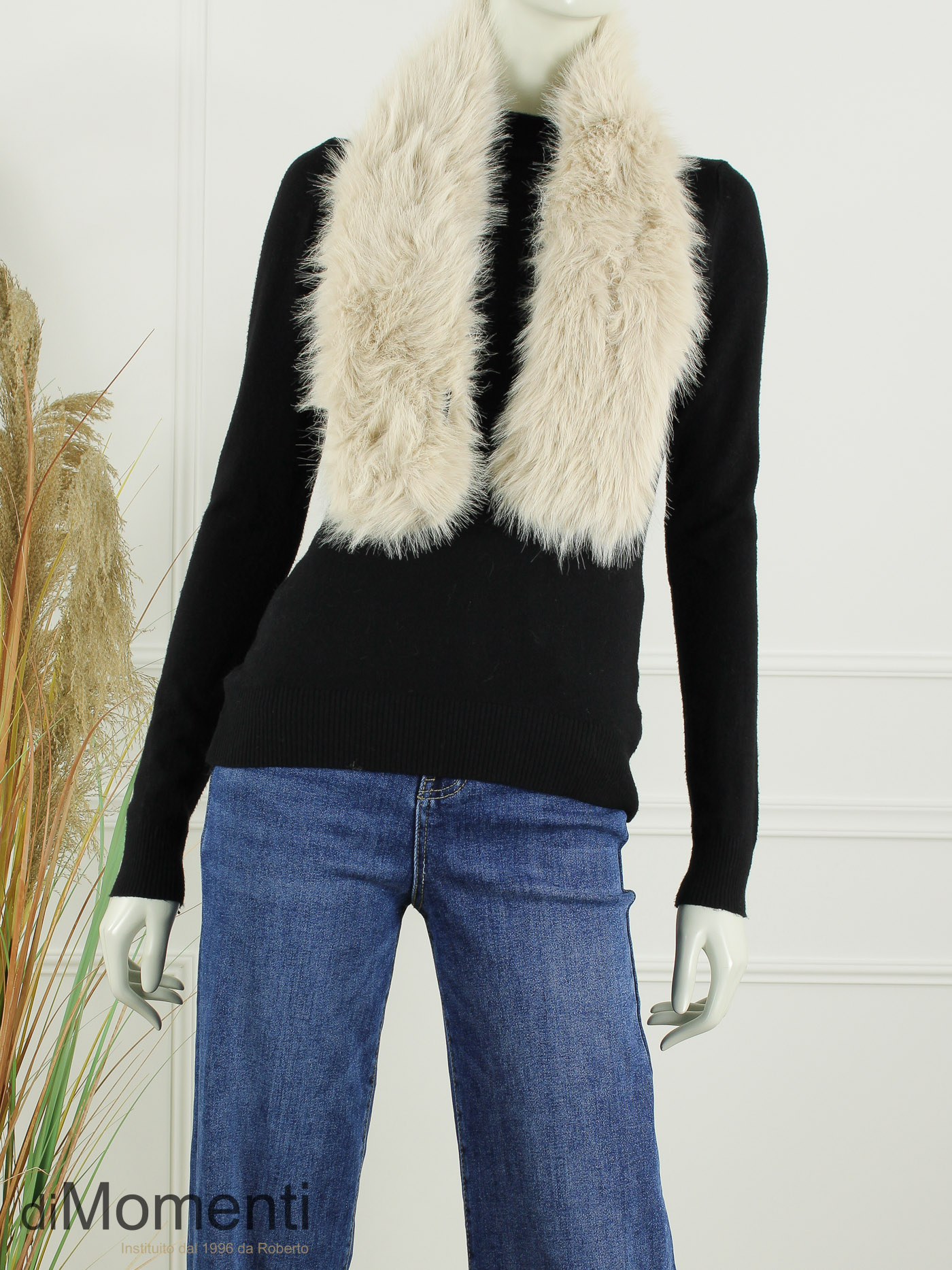 Faux Fur pull-through Sjaal Blanche - Beige