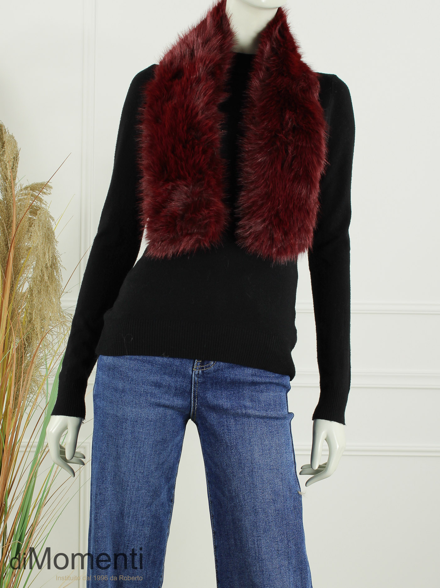 Faux Fur pull-through Sjaal Blanche - Bordeaux