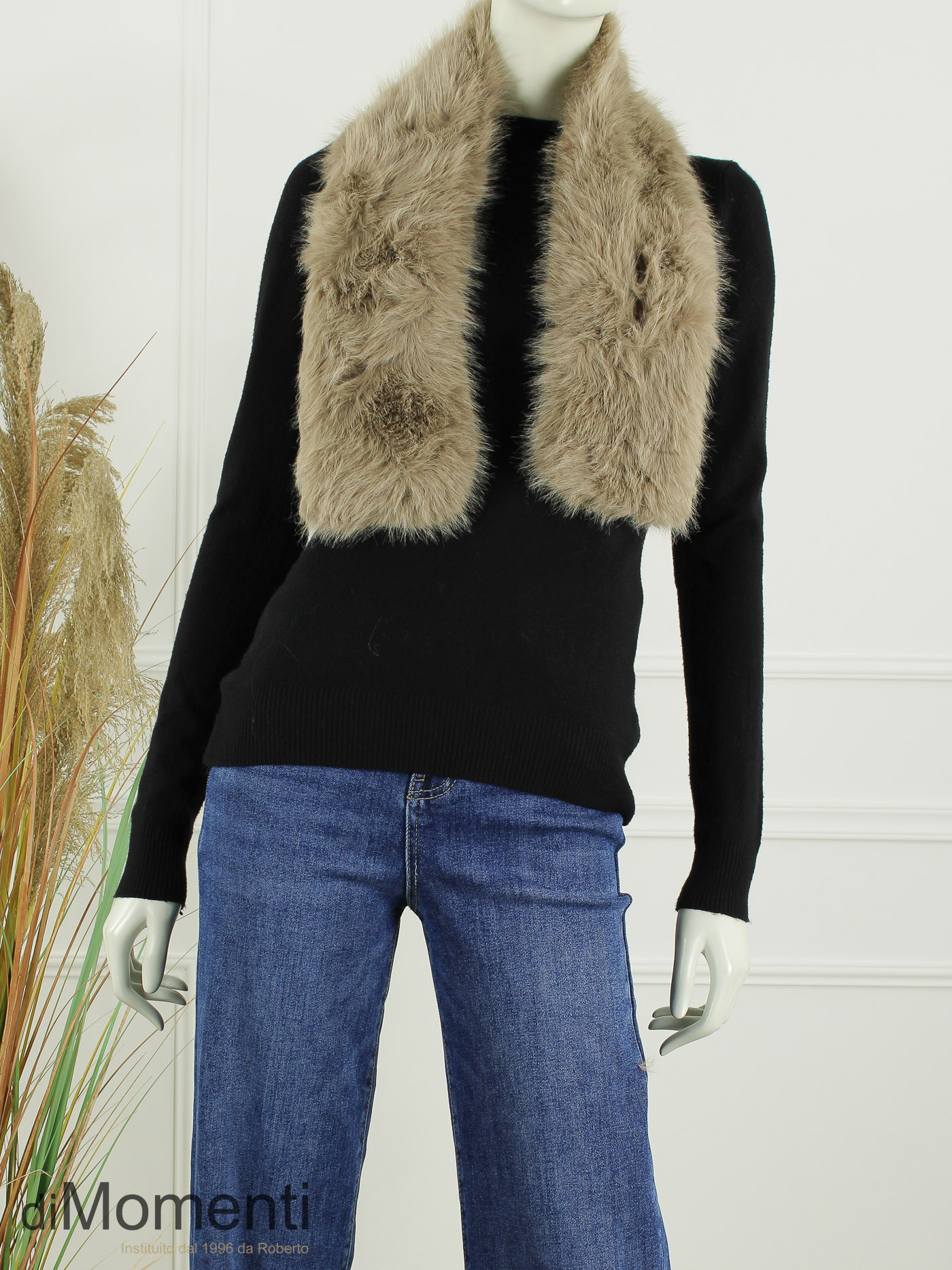 Faux Fur pull-through Sjaal Blanche - Taupe