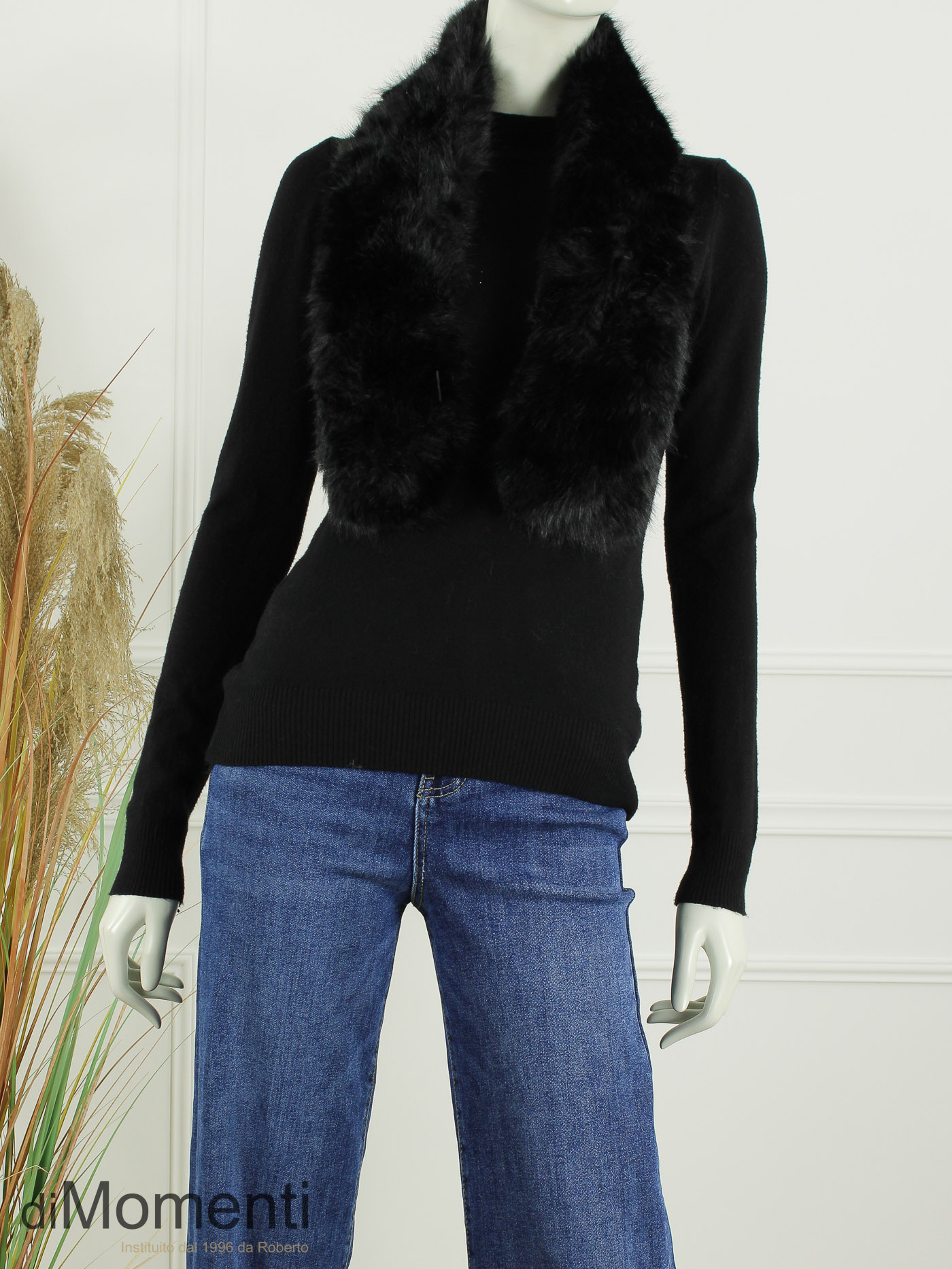 Faux Fur pull-through Sjaal Blanche - Zwart