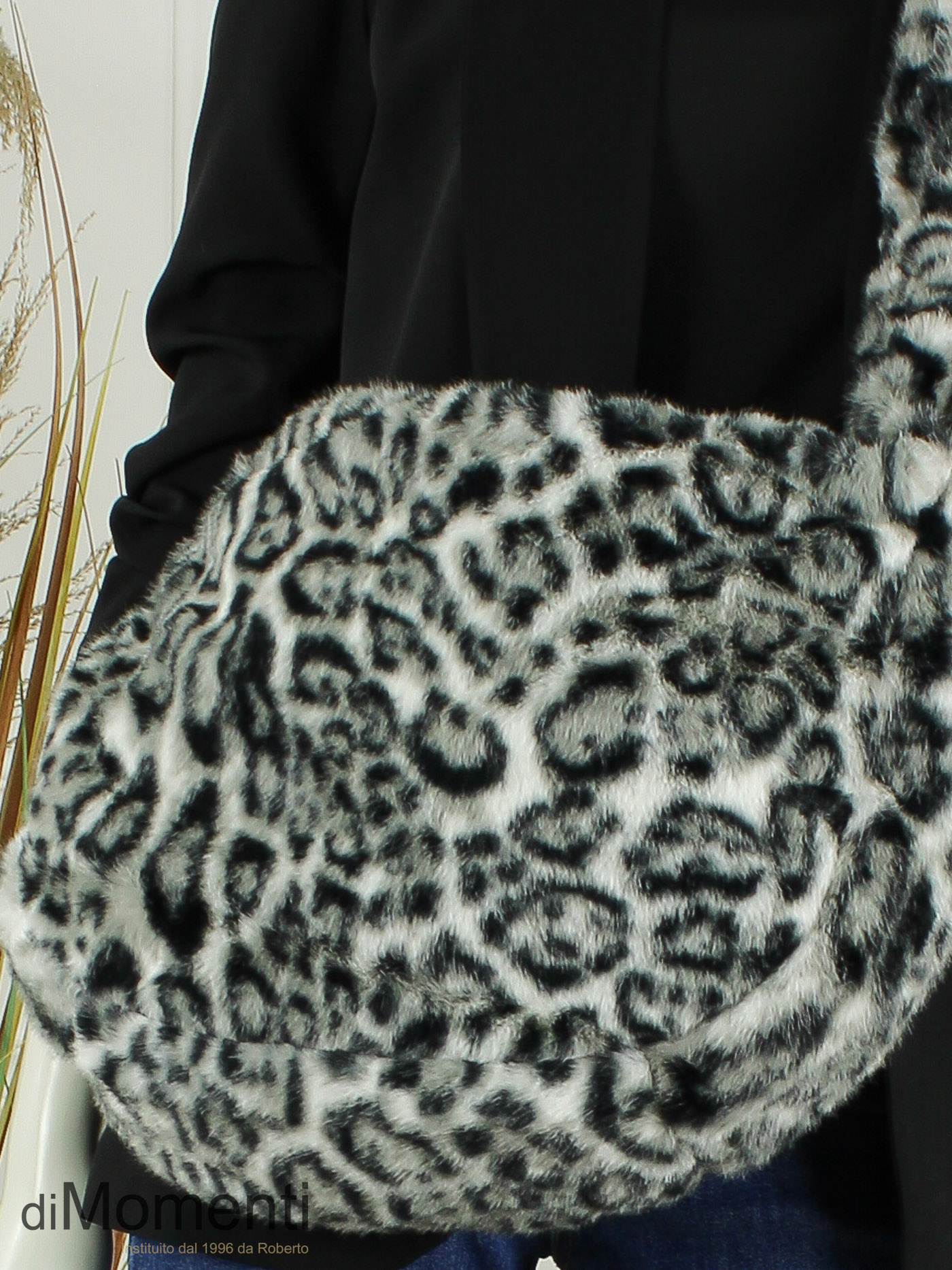 Faux Fur Tas Animal - Beige / Grijs