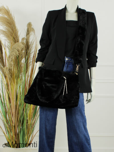 Faux Fur Tas Wolly - Zwart