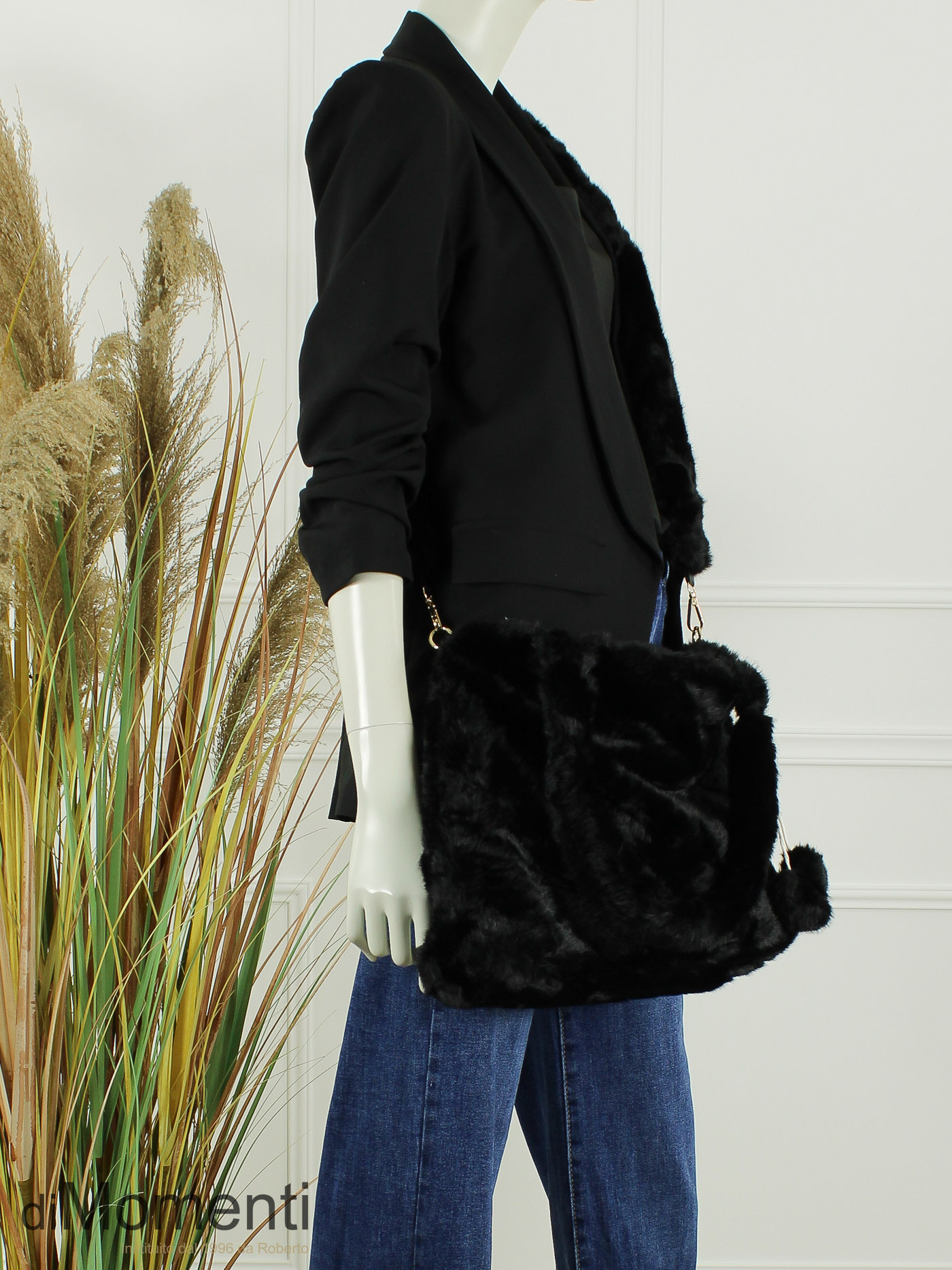 Faux Fur Tas Wolly - Zwart