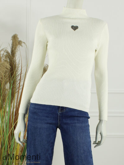 Top Cheryl Lange mouw Hart - Ecru