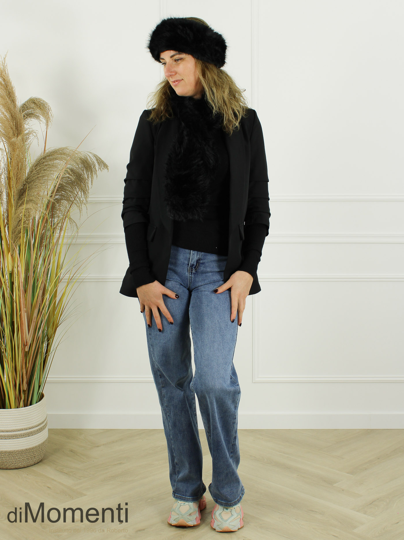Faux fur Haarband Fluffy - Zwart