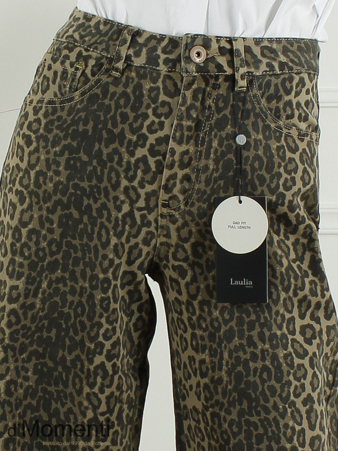 Laulia Wide Leg Jeans Animal Print - Beige