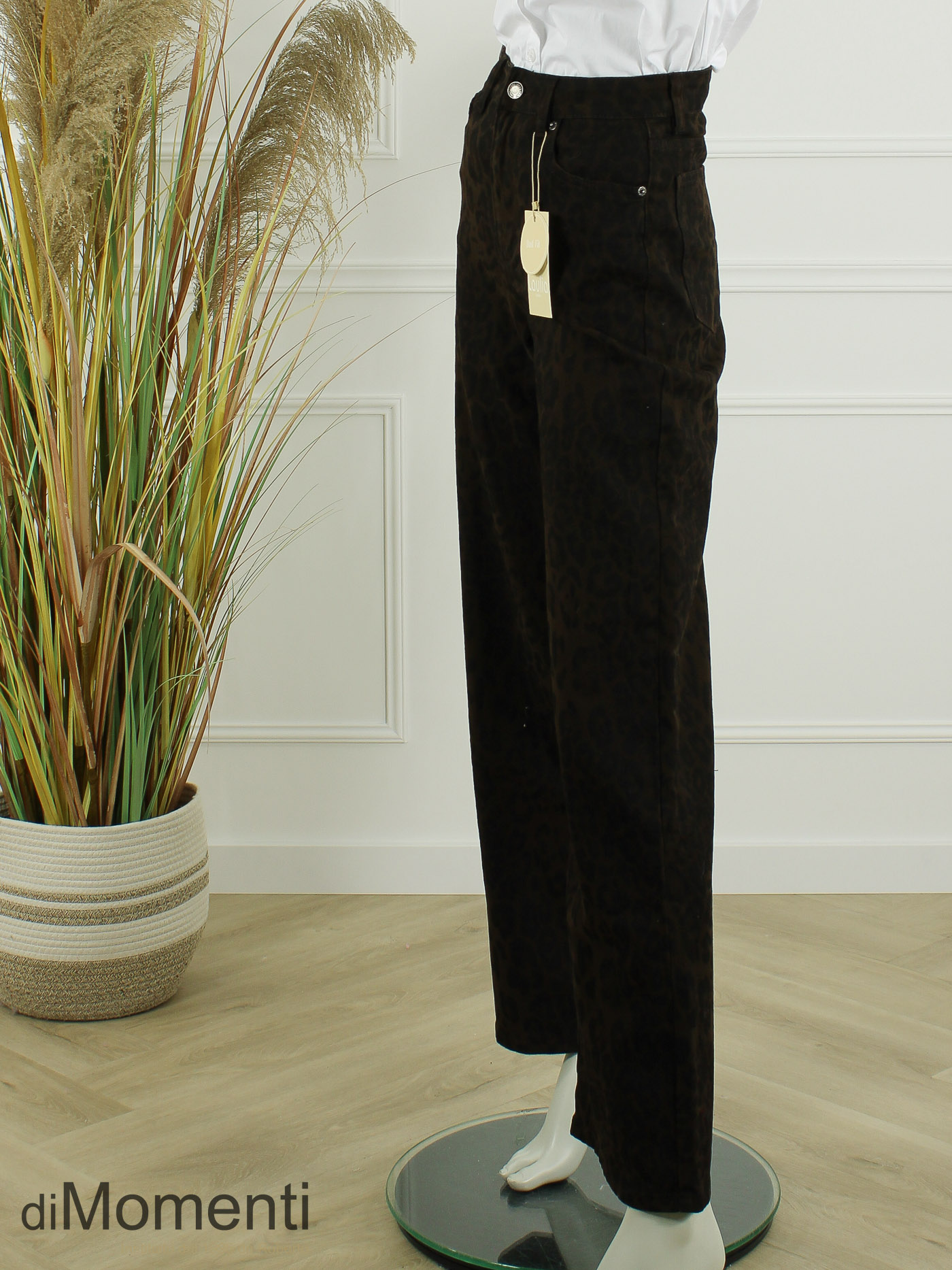 Laulia Wide Leg Jeans Animal Print - Coffee