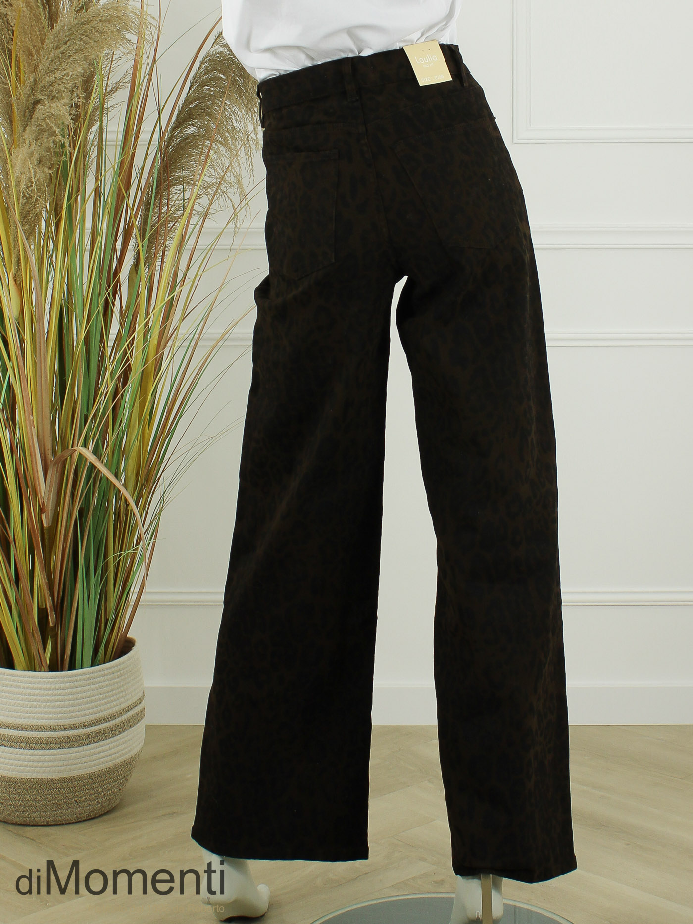 Laulia Wide Leg Jeans Animal Print - Coffee