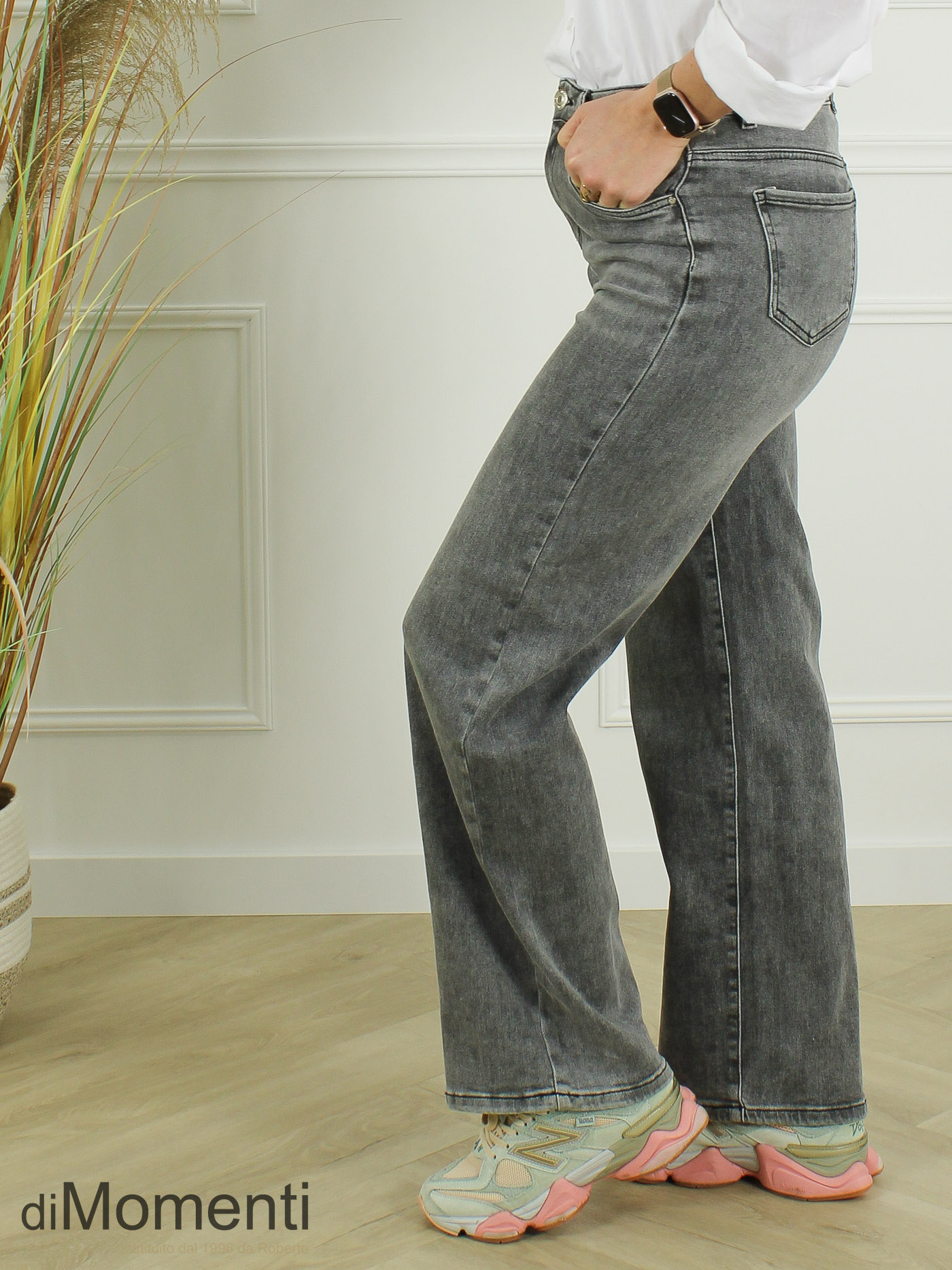 Goodies Wide Leg Stretch Jeans – Grijs