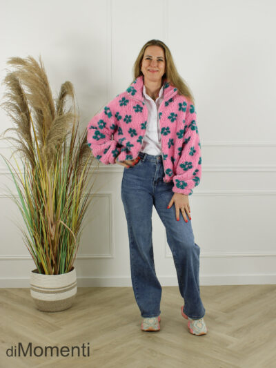 Teddy Jacket Flower - Roze
