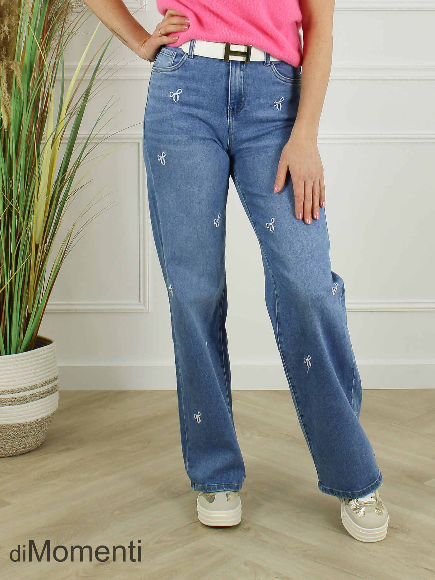 Goodies Wide Leg Stretch Jeans Strik - Blauw