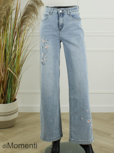 Goodies Wide Leg Stretch Jeans – Blauw Flower