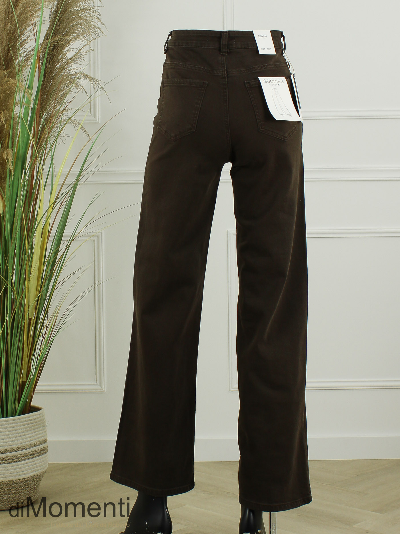 Goodies Wide Leg Stretch Jeans - Coffee