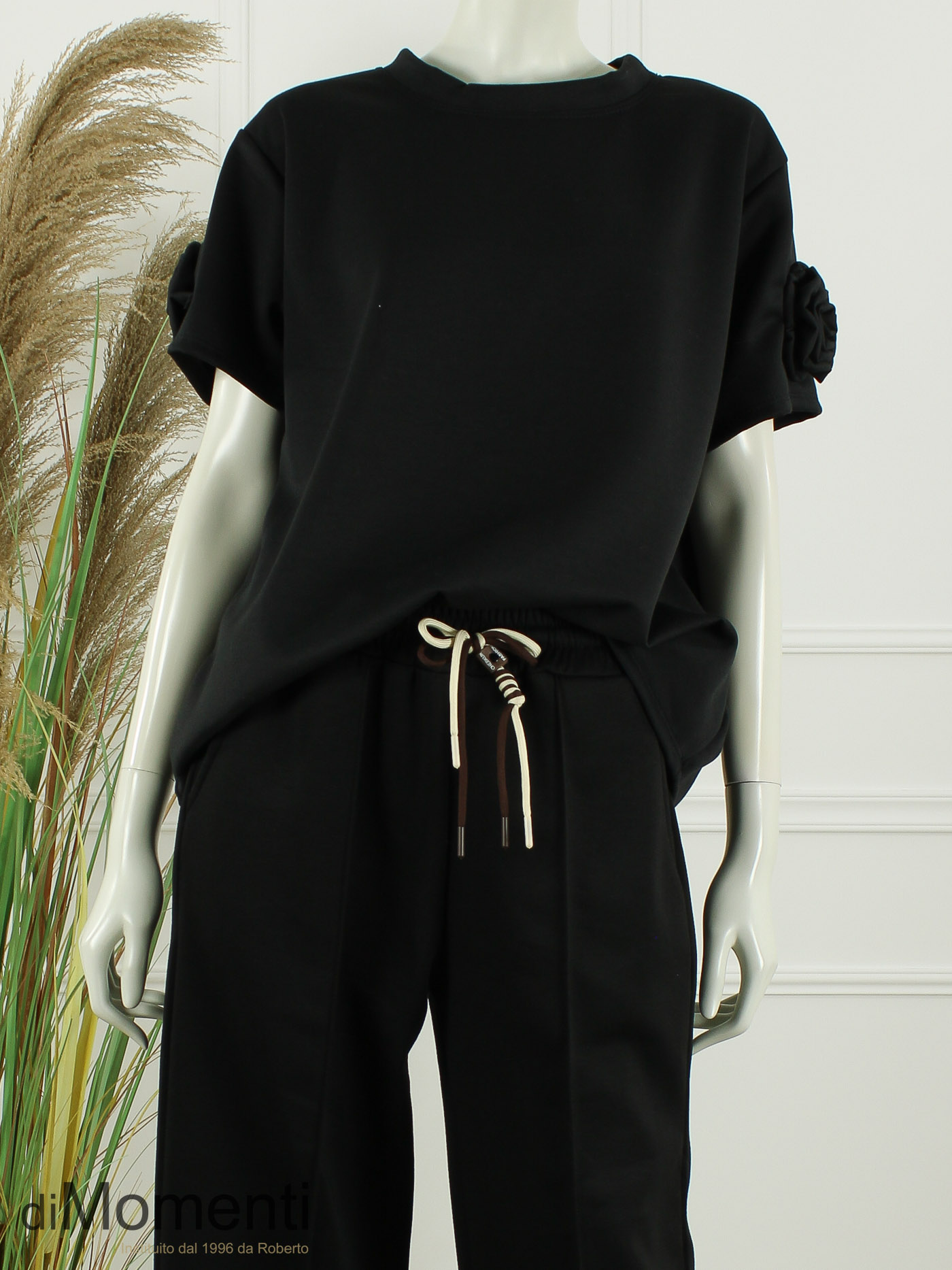 2-Delige Comfy Set Flower - Zwart