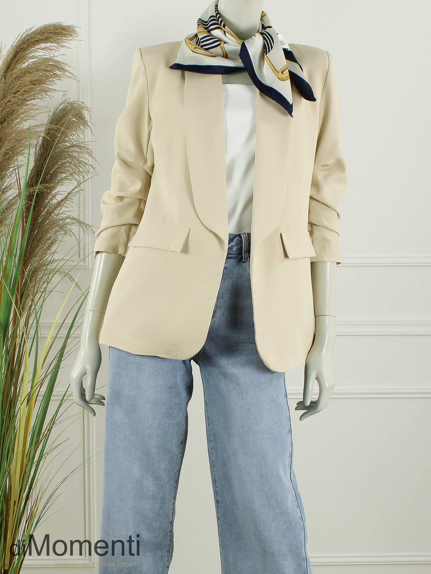 Sjaal Zijde look Chain - Navy