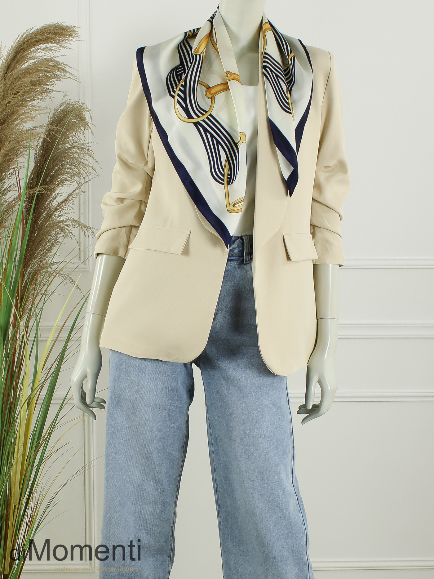 Sjaal Zijde look Chain - Navy