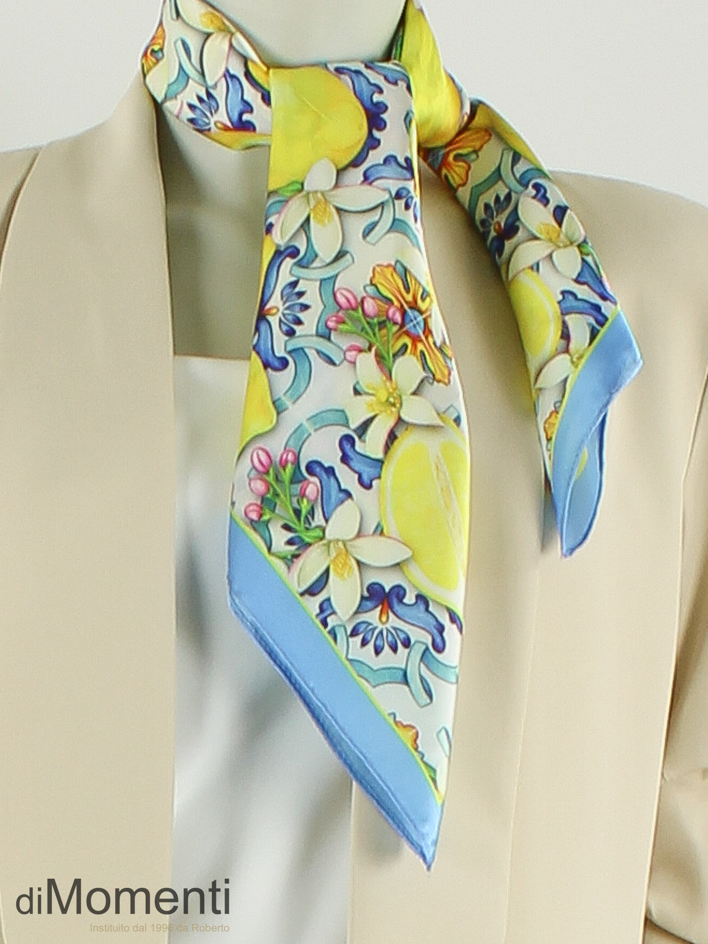 Sjaal Zijde look Lemone - Blauw