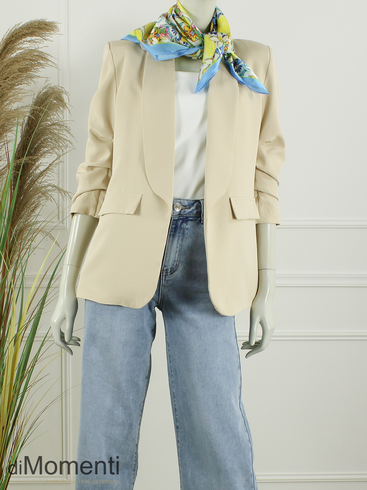 Sjaal Zijde look Lemone - Blauw