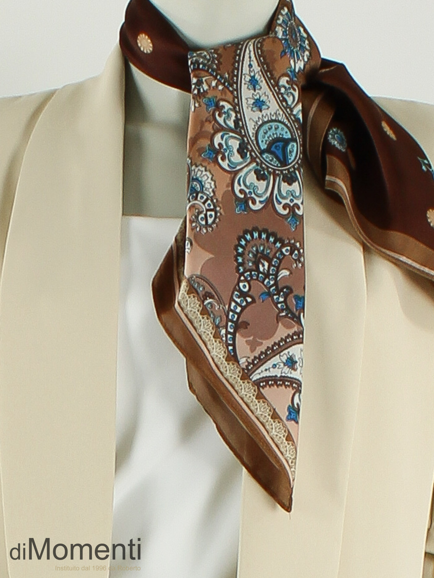 Sjaal Zijde look Midnight - Camel