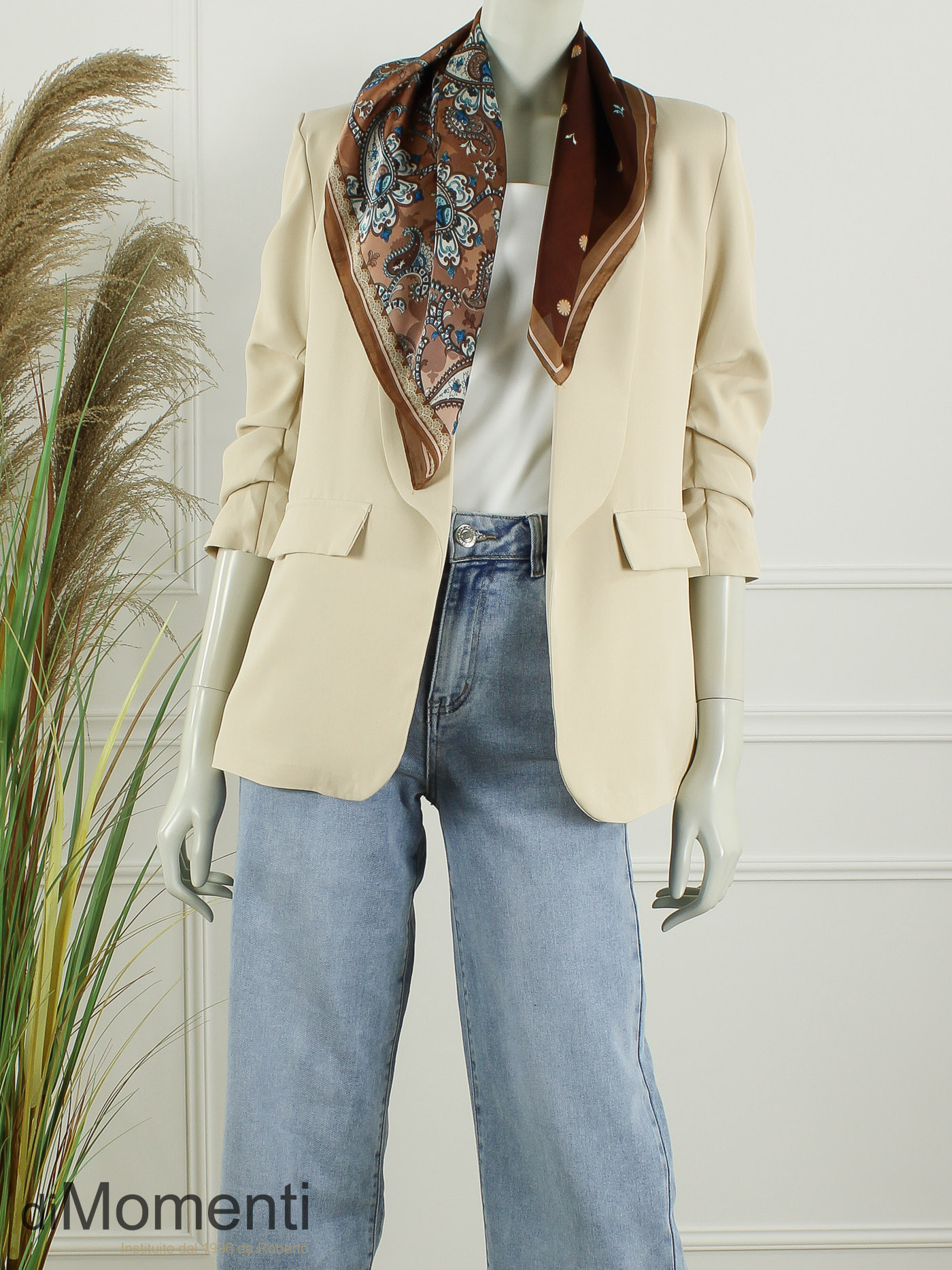 Sjaal Zijde look Midnight - Camel