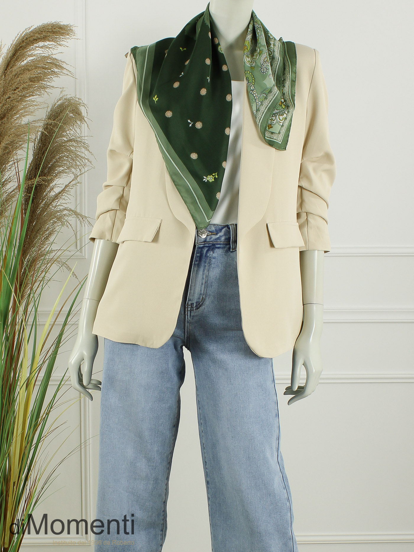 Sjaal Zijde look Midnight - Groen