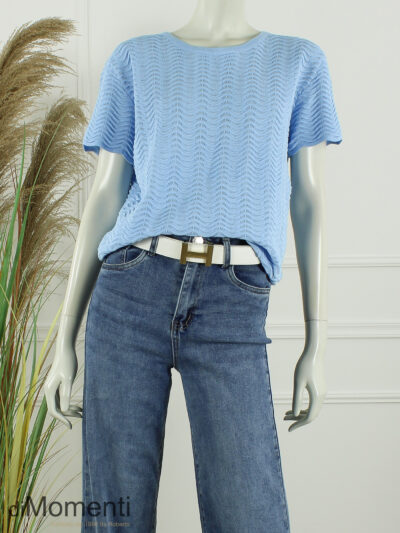 Ajour Top Rosa - Licht Blauw