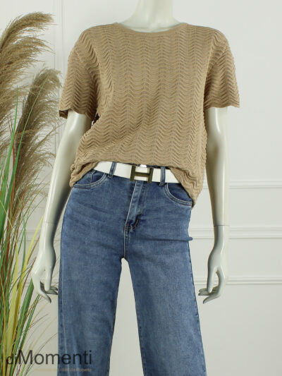 Ajour Top Rosa - Taupe