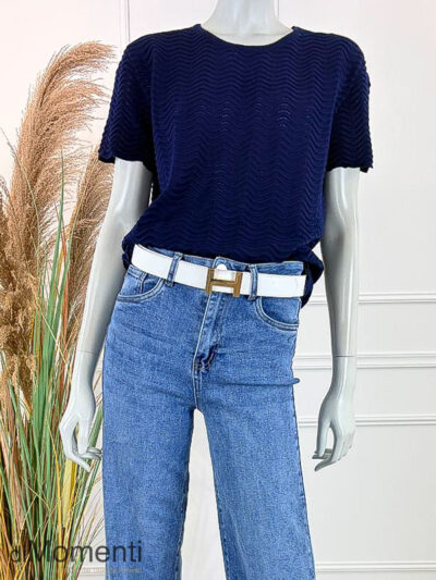 Ajour Top Rosa - Navy