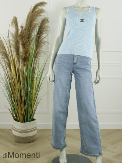 Top Cheryl Zonder Mouw - Licht Blauw